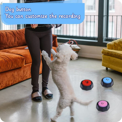 Set of 4 Dog Buttons Dog Buttons for Communication Dog Talking Buttons 25 Stickers 30 Second Record & Playback, Funny Gift for Study Office Home - 4 Color Packs