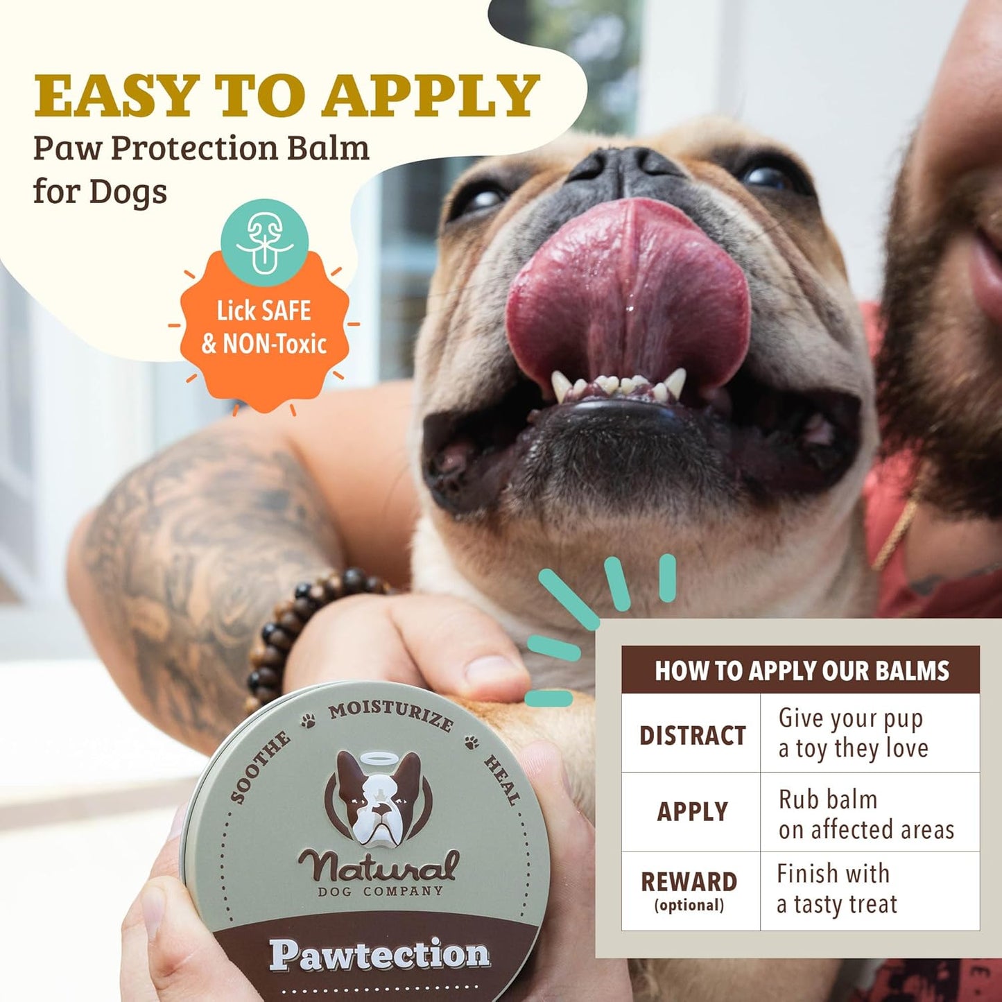 Pawtection Balm for Hot Pavement, Dry Cracked Dog Paws, and Rough Terrain - Safe, Non-Toxic, and Lick Safe - Protects Paws with Natural Ingredients, 1 Oz Tin