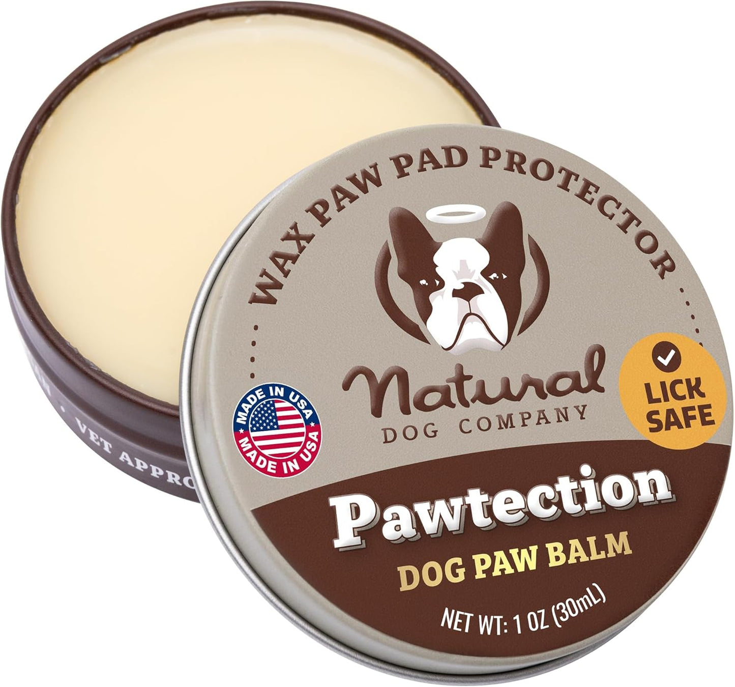 Pawtection Balm for Hot Pavement, Dry Cracked Dog Paws, and Rough Terrain - Safe, Non-Toxic, and Lick Safe - Protects Paws with Natural Ingredients, 1 Oz Tin