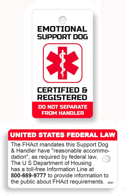 PVC Emotional Support Dog Key or Collar Tag for Fhact ESA (Emotional Support ES21)