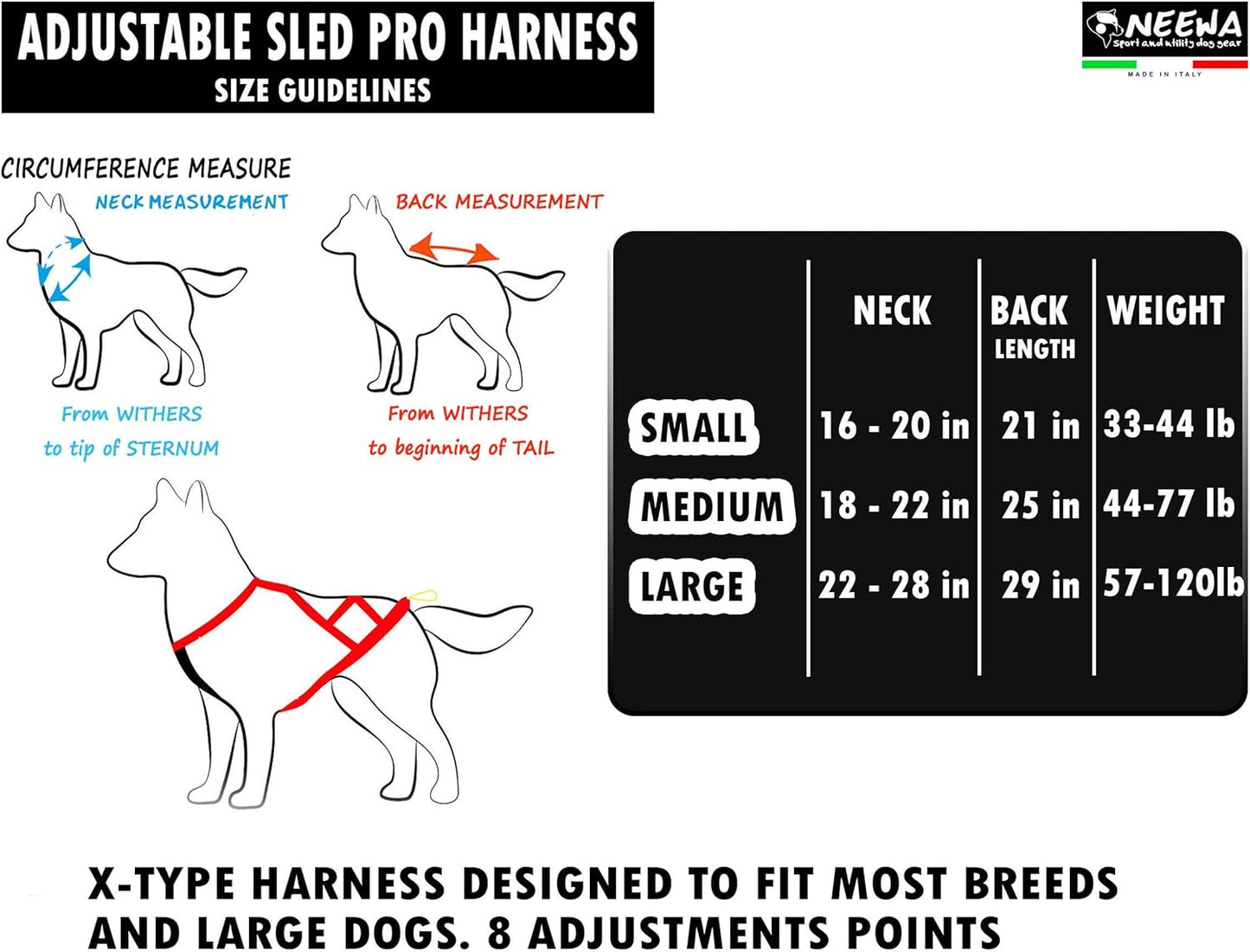 Adjustable Sled Pro Harness - Small, Blue, Dog Pulling Harness for Large Breeds & Giant Dogs, Great for Dog Joring