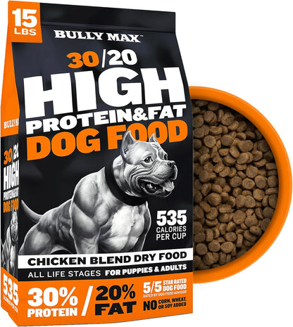 Dry Dog Food for Adults & Puppies - High Protein & Fat for Muscle & Weight Gain - High Performance Dog Food Supplements - Small & Large Breed Dogs (535 Calories per Cup), Chicken, 15Lb Bag