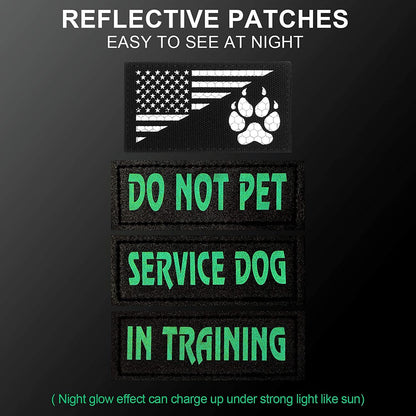 8 Pieces Reflective Service Dog Vest Patches Do Not Pet in Training Harness Removable Tactical Dog Vest Patches with Printed Paw(Classic Patterns,6 X 2 Inch)