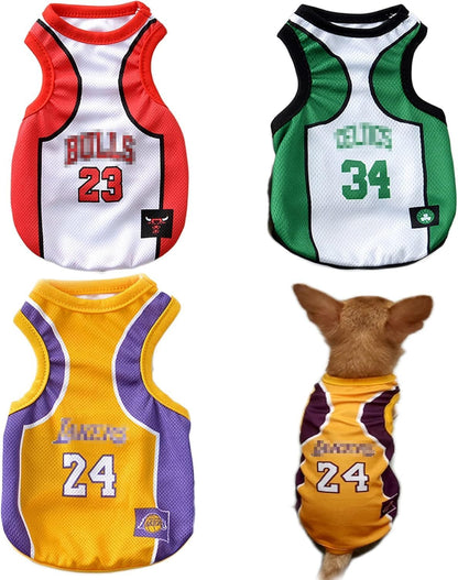 3Pack Dog Clothes for Small Dog Girl Puppy Clothes for Chihuahua Yorkies Bulldog Clothes for Medium Dogs Boy Basketball Jersey Pet Outfits Shirt Apparel Accessories,S