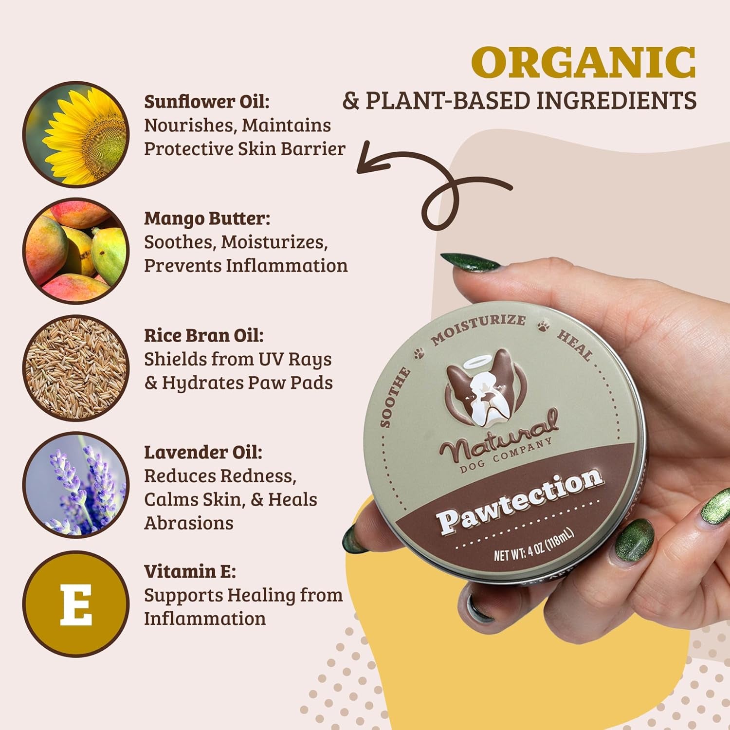 Pawtection Balm for Hot Pavement, Dry Cracked Dog Paws, and Rough Terrain - Safe, Non-Toxic, and Lick Safe - Protects Paws with Natural Ingredients, 1 Oz Tin