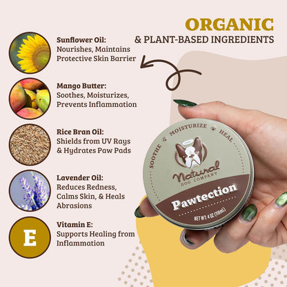 Pawtection Balm for Hot Pavement, Dry Cracked Dog Paws, and Rough Terrain - Safe, Non-Toxic, and Lick Safe - Protects Paws with Natural Ingredients, 1 Oz Tin